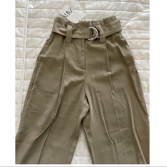 NWT ZARA PANTS WITH MATCHING BELT - Picture 5 of 7